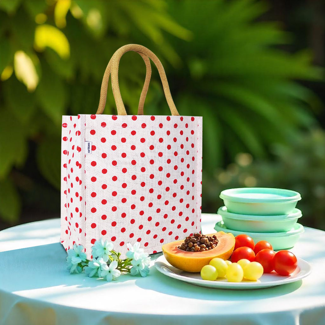 DOT COUTURE: POLKA DOT JUTE BAG FOR ECO-QUEENS
