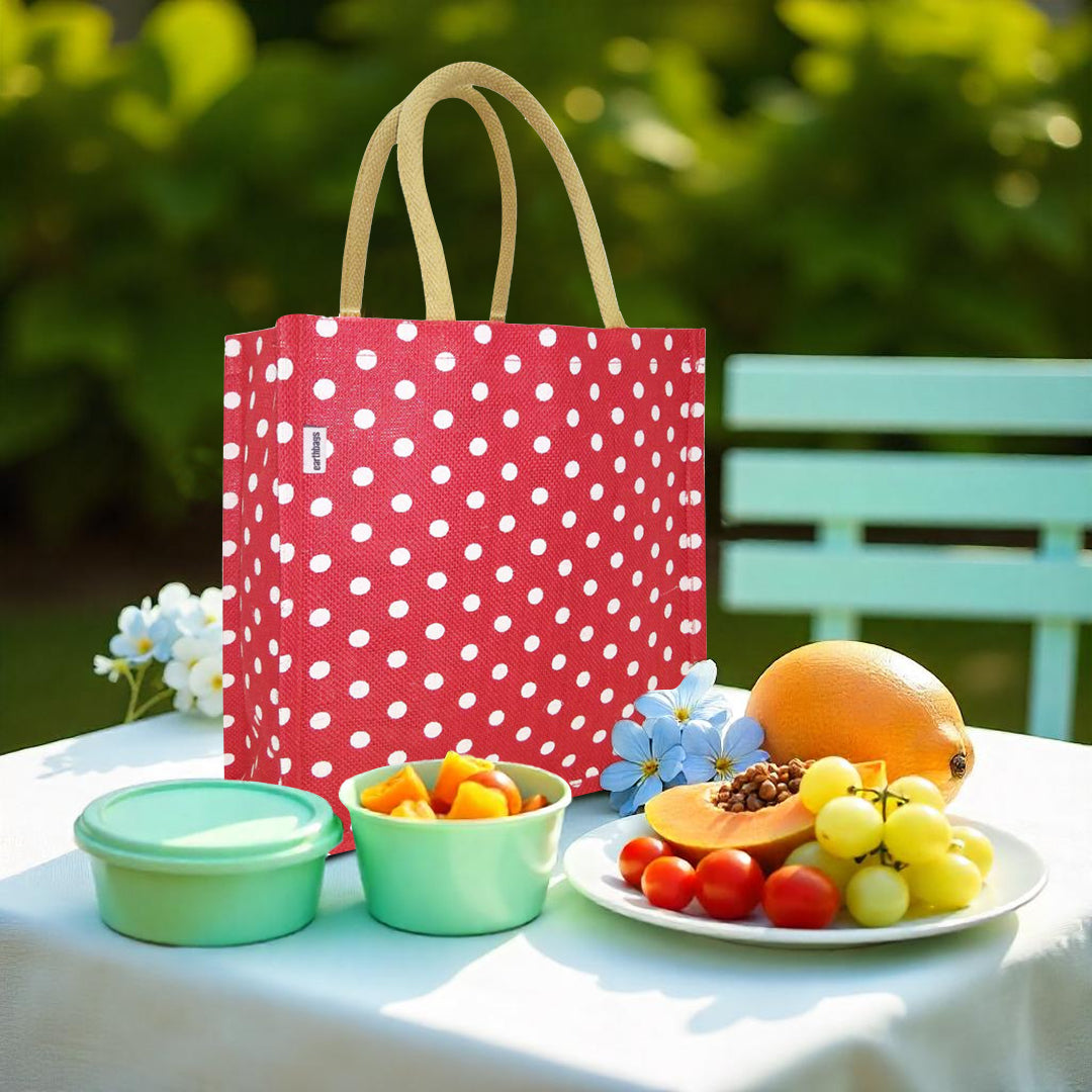 DOT COUTURE: POLKA DOT JUTE BAG FOR ECO-QUEENS