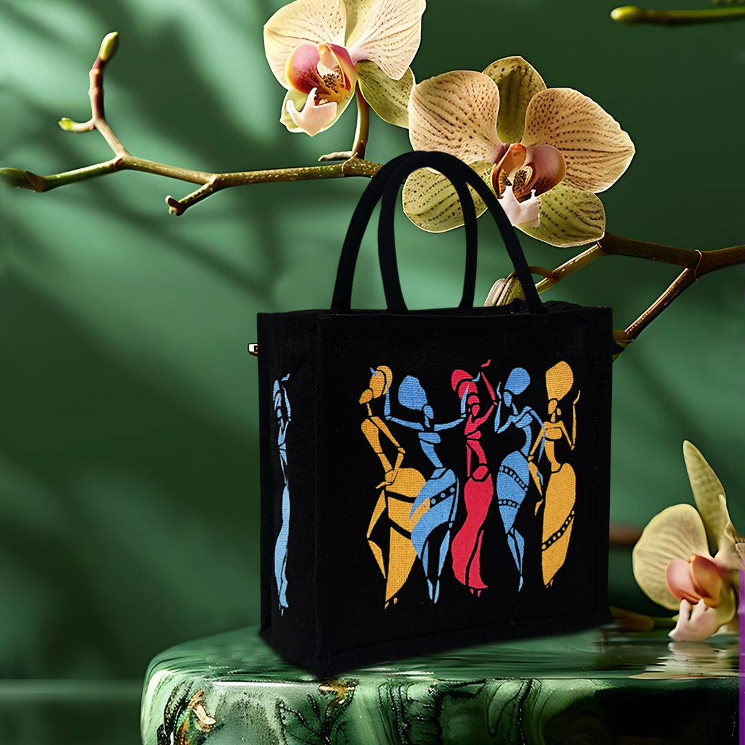 TRIBAL DANCE INSPIRED JUTE BAG
