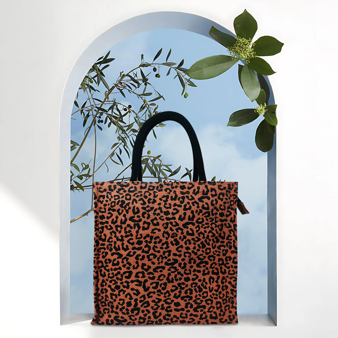 FIERCE & FABULOUS: LEOPARD PRINT JUTE BAG