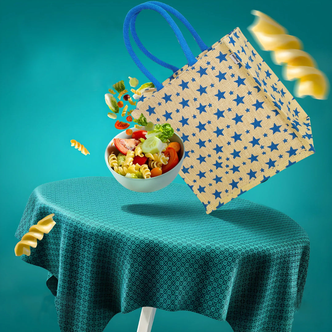 CHIC STAR PATTERNED JUTE BAG