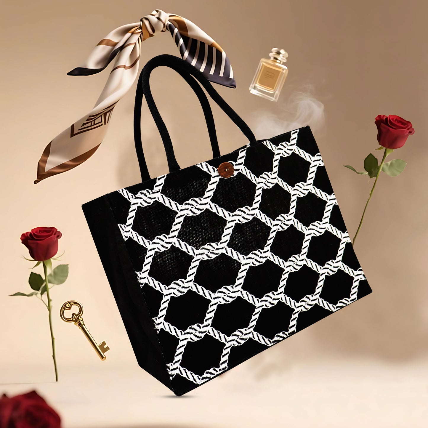 STYLISH PRINTED JUTE BAG