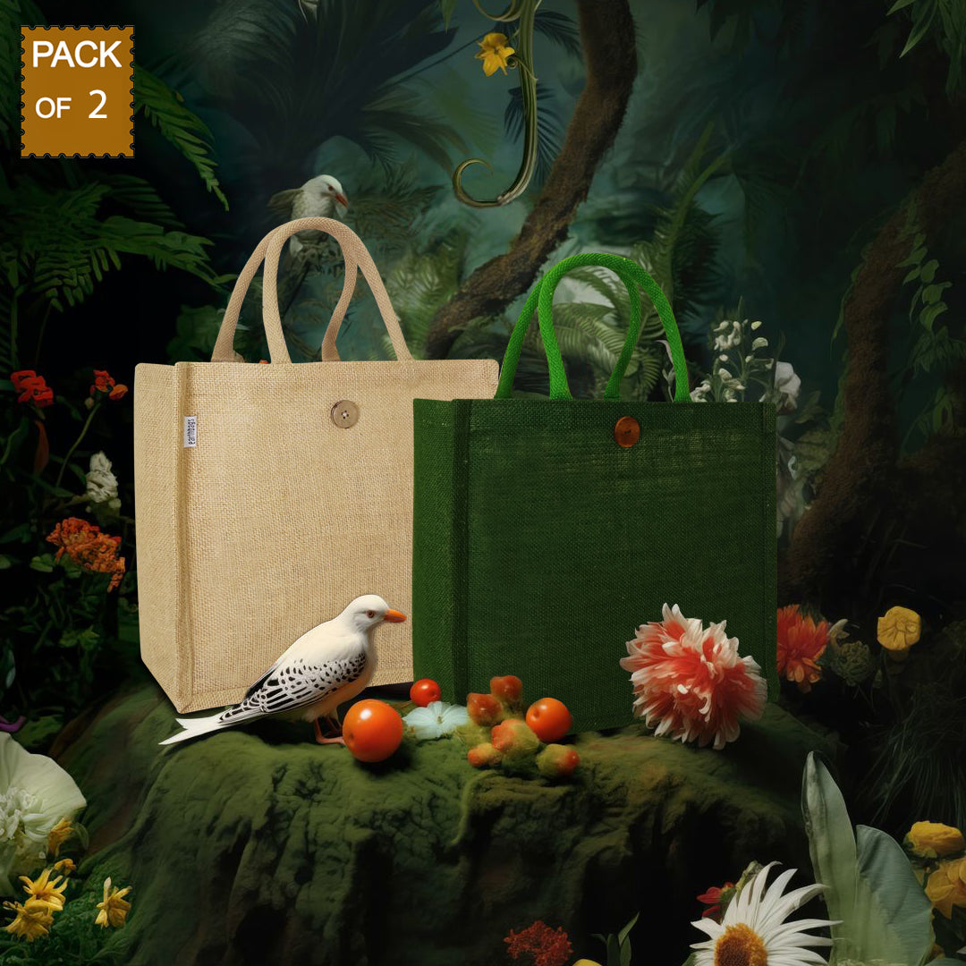 CLASSIC SOLID COLOUR JUTE BAG (Pack of 2)