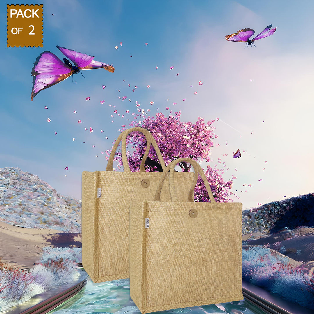 CLASSIC SOLID COLOUR JUTE BAG (Pack of 2)