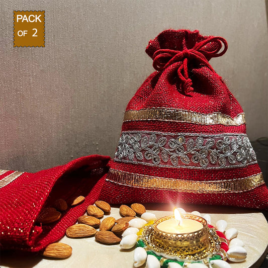 FESTIVE SPLENDOR POTLI: EMBELLISHED ELEGANCE - PACK OF 2
