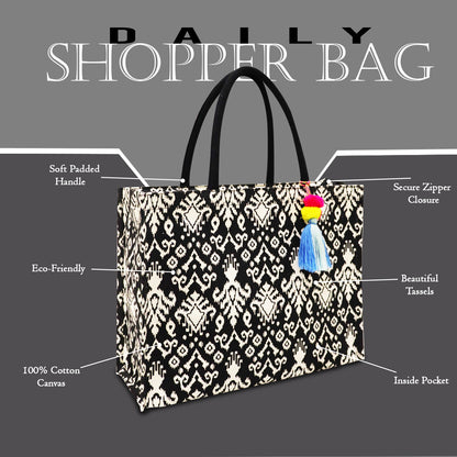 ORNATE NOIR SHOPPING BAG ELEGANCE IN EVERY DETAIL.