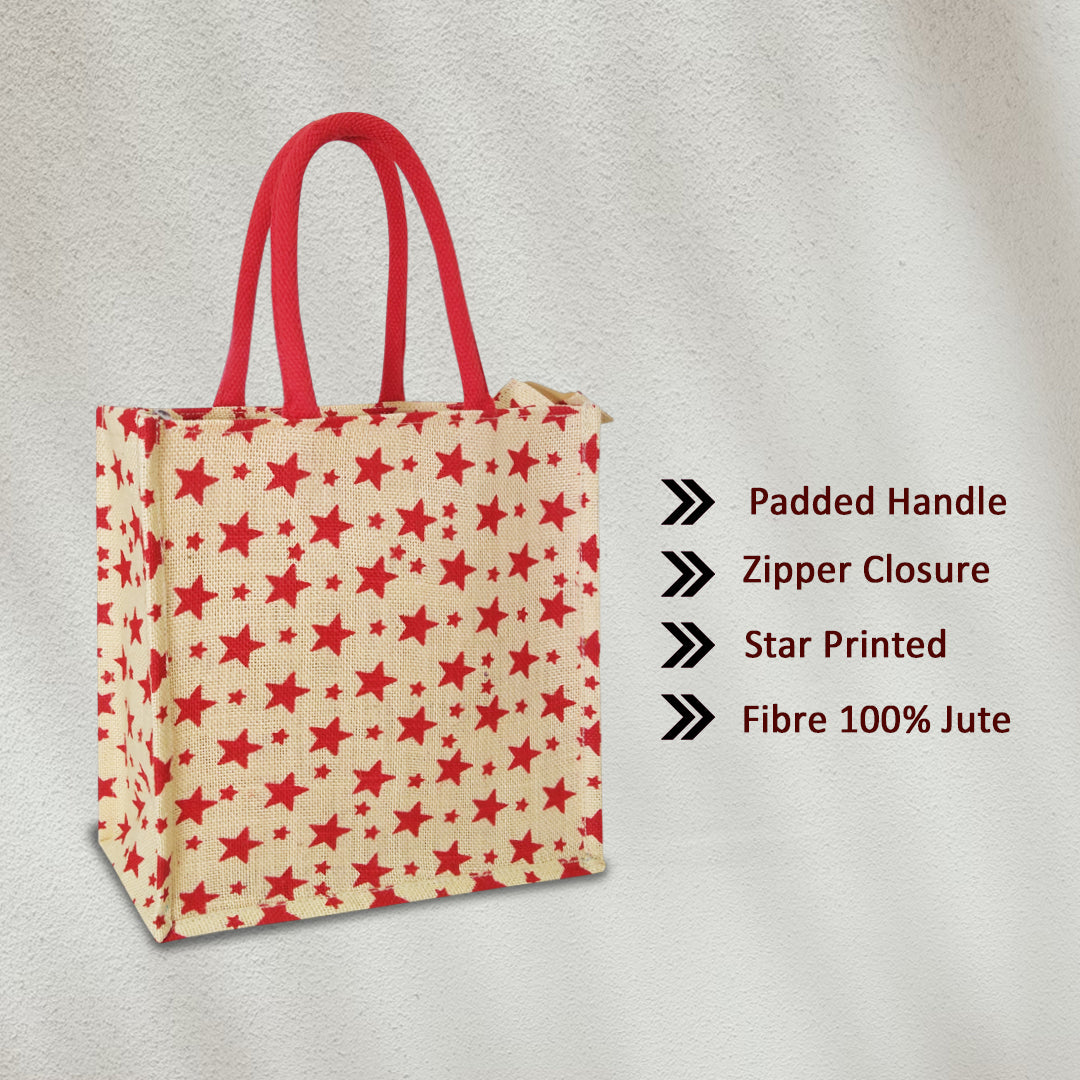 CHIC STAR PATTERNED JUTE BAG