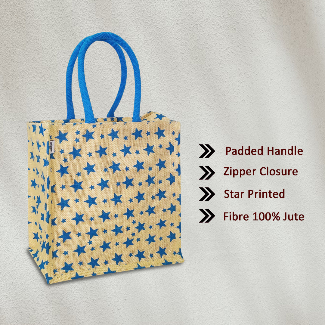 CHIC STAR PATTERNED JUTE BAG
