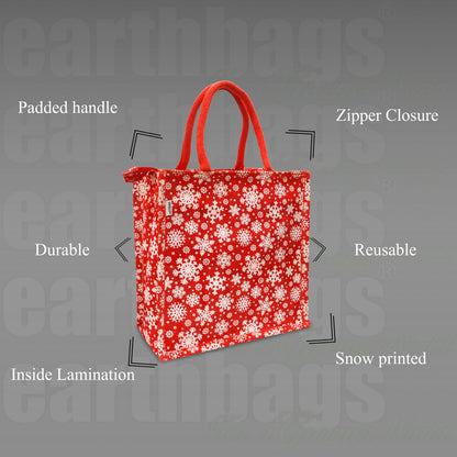 EARTHBAGS SNOWFLAKE LUNCH BAG WITH ZIPPER