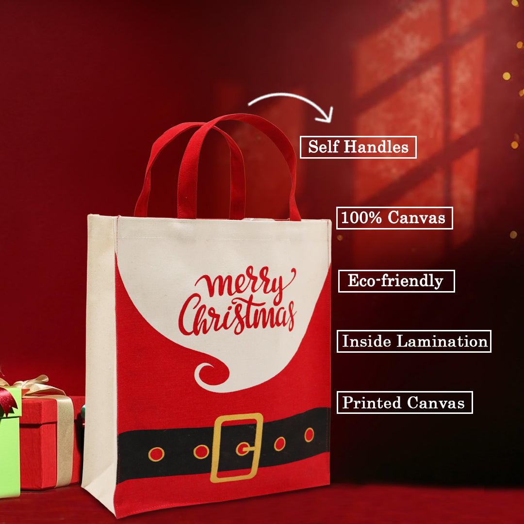 FESTIVE “MERRY CHRISTMAS” GIFT TOTE BAG - PACK OF 2