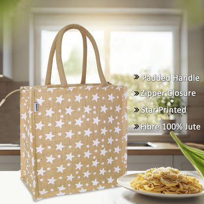 CHIC STAR PATTERNED JUTE BAG