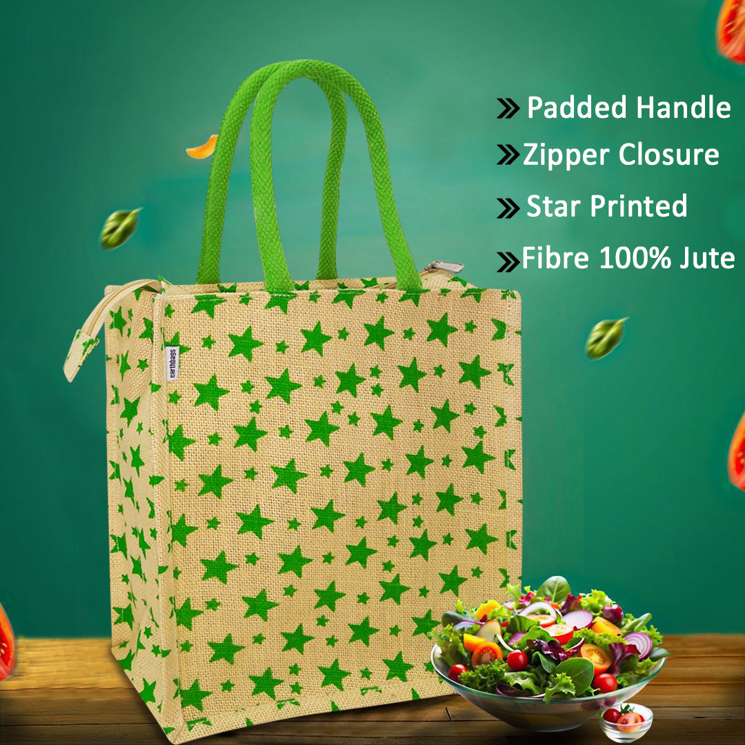 CHIC STAR PATTERNED JUTE BAG