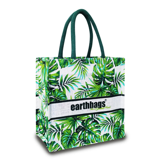 TROPICAL ELEGANCE- PALM LEAVES JUTE BAG