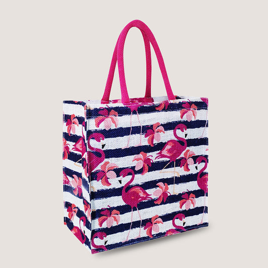 EARTHBAGS FLAMINGO PRINTED LUNCH BAGS WITH PADDED HANDLES