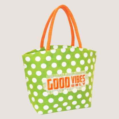 POLKA VIBES EMBROIDERED JUTE BAG