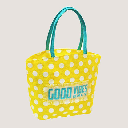 POLKA VIBES EMBROIDERED JUTE BAG