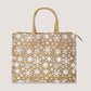 EARTHBAGS Snowflakes Printed Jute Shopping Bag with Zipper