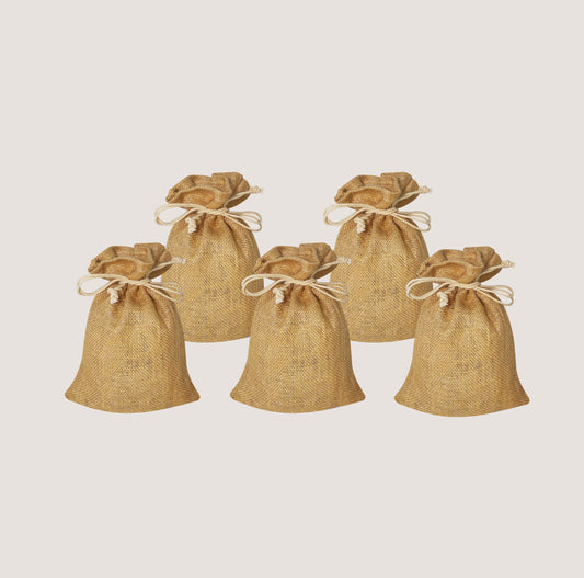 EARTHBAGS VIBRANT JUTE POTLI IN NATURALCOLOR WITH DRAWSTRING - PACK OF 5