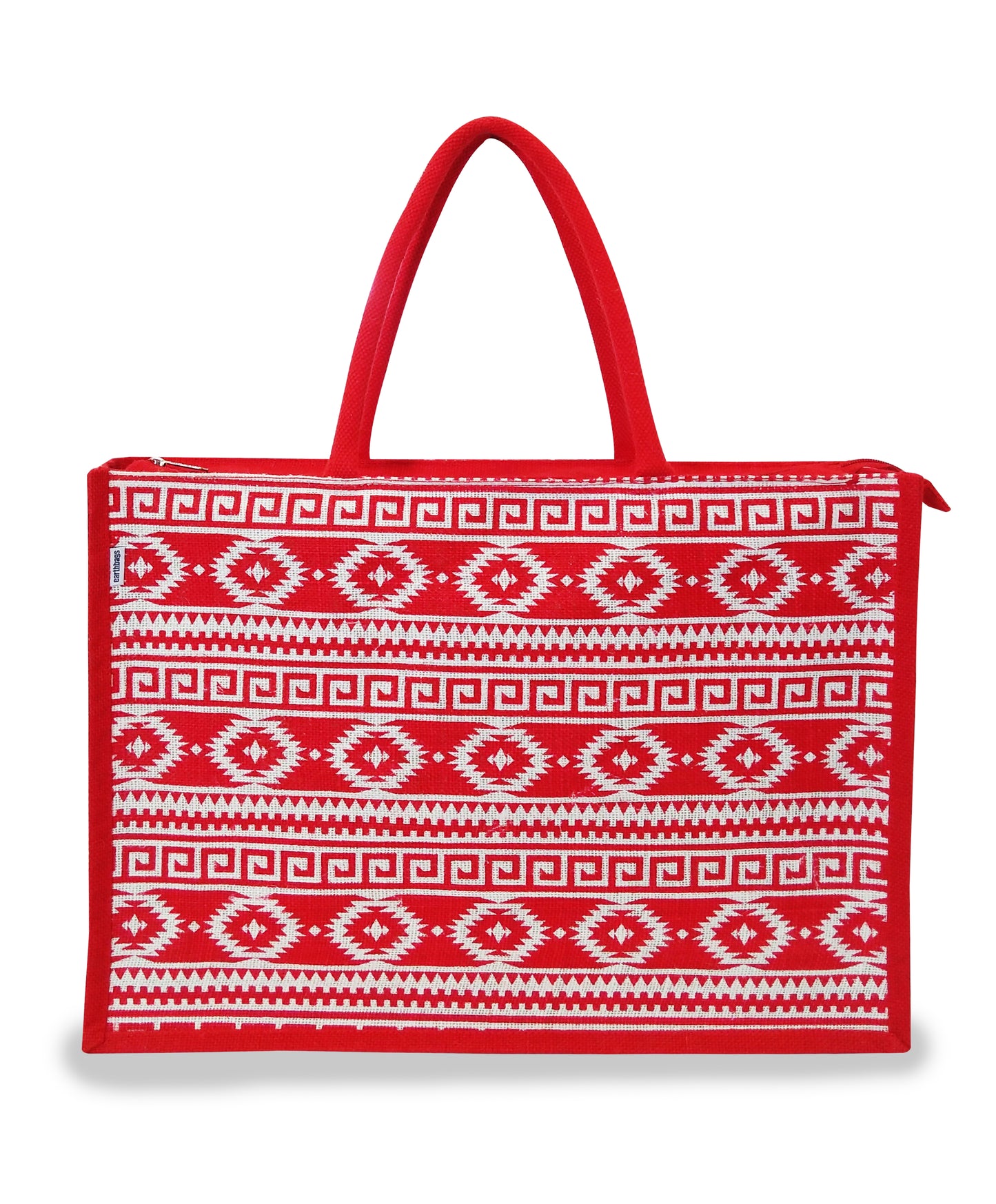 EARTHBAGS PRINTED JUTE SHOPPER WITH ZIPPER