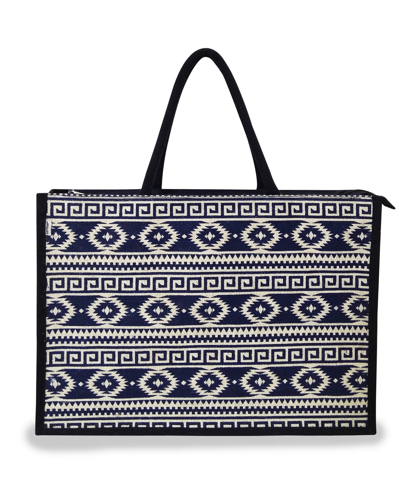 EARTHBAGS PRINTED JUTE SHOPPER WITH ZIPPER