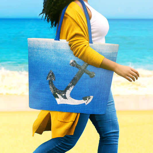 NAUTICAL GLITTER JUTE BAG