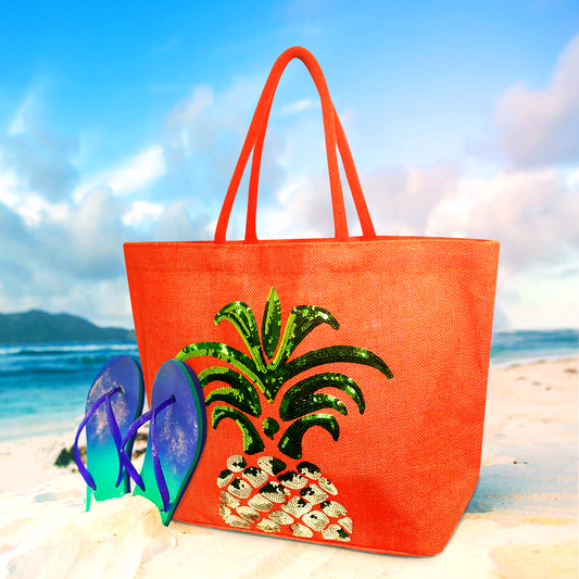TROPICANA PINEAPPLE: SEQUIN JUTE BAG