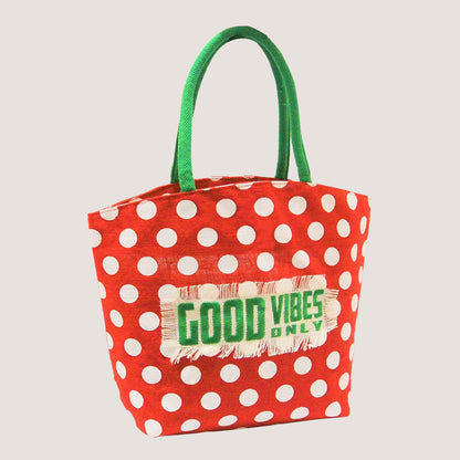 POLKA VIBES EMBROIDERED JUTE BAG