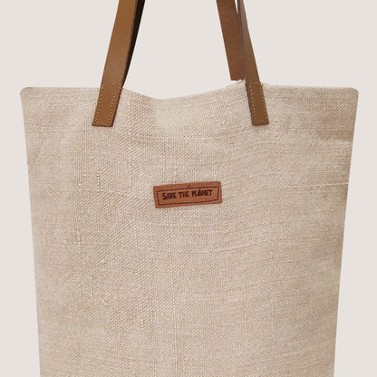 EARTHBAGS WASHED JUTE CANVAS TOTE BAG