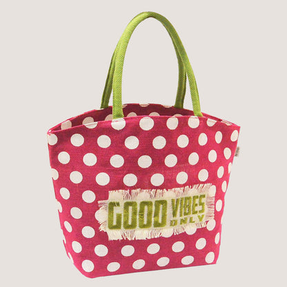 POLKA VIBES EMBROIDERED JUTE BAG