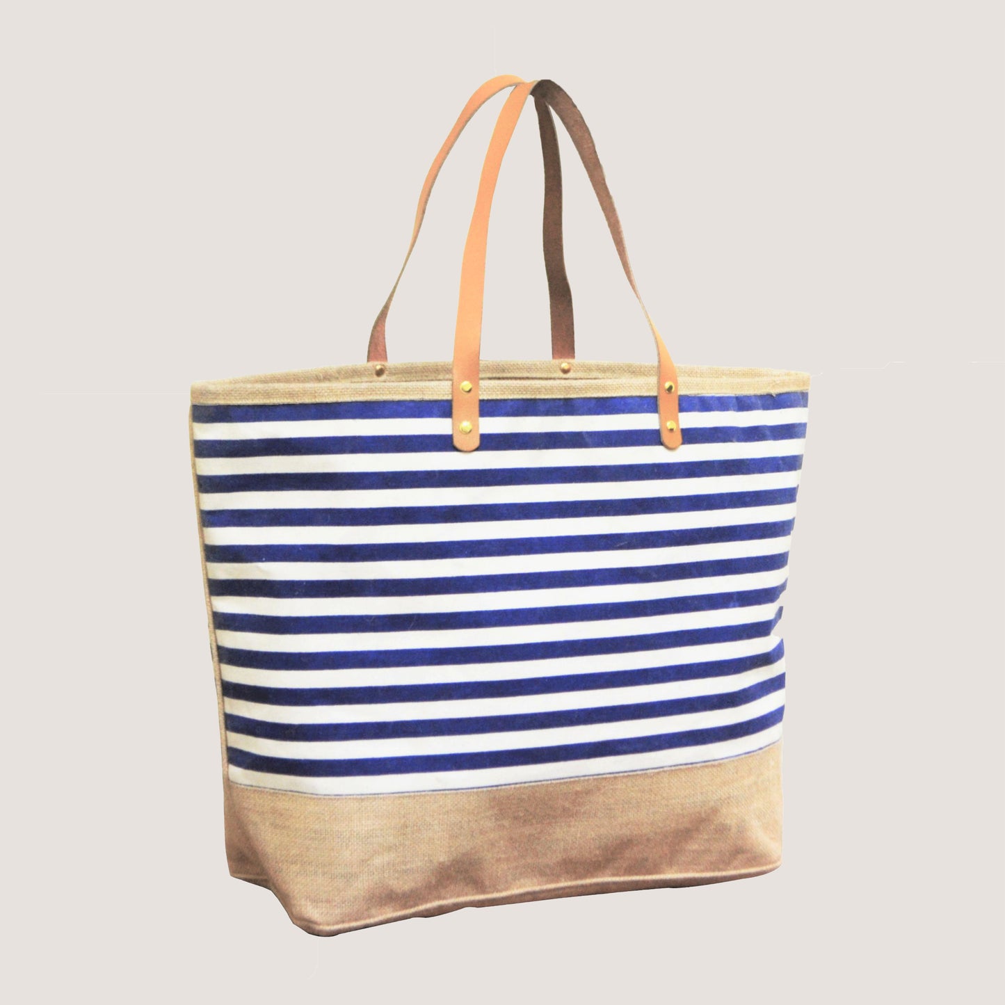 EARTHBAGS STRIPER CANVAS TOTE WITH ZIPPER