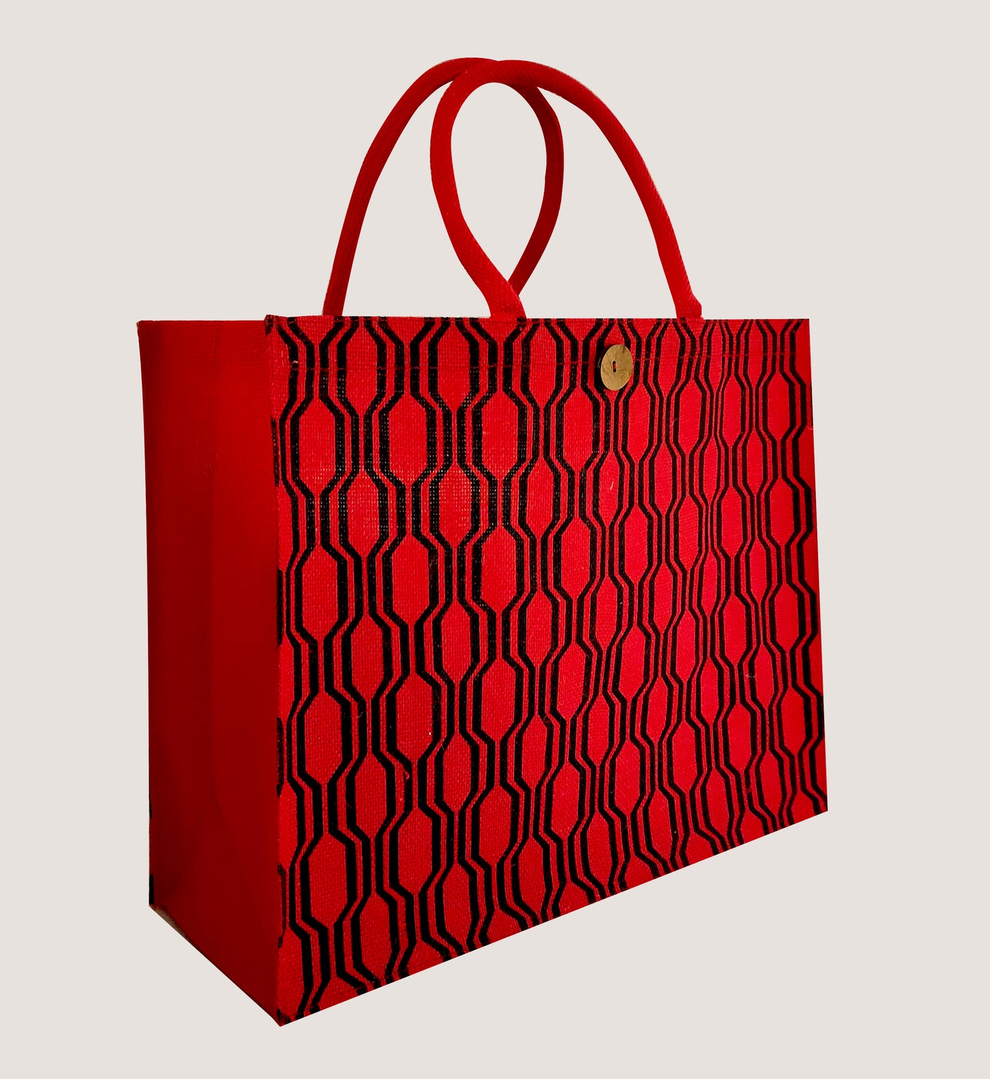 EARTHBAGS PRINTED JUTE SHOPPER WITH LOOP CLOSURE