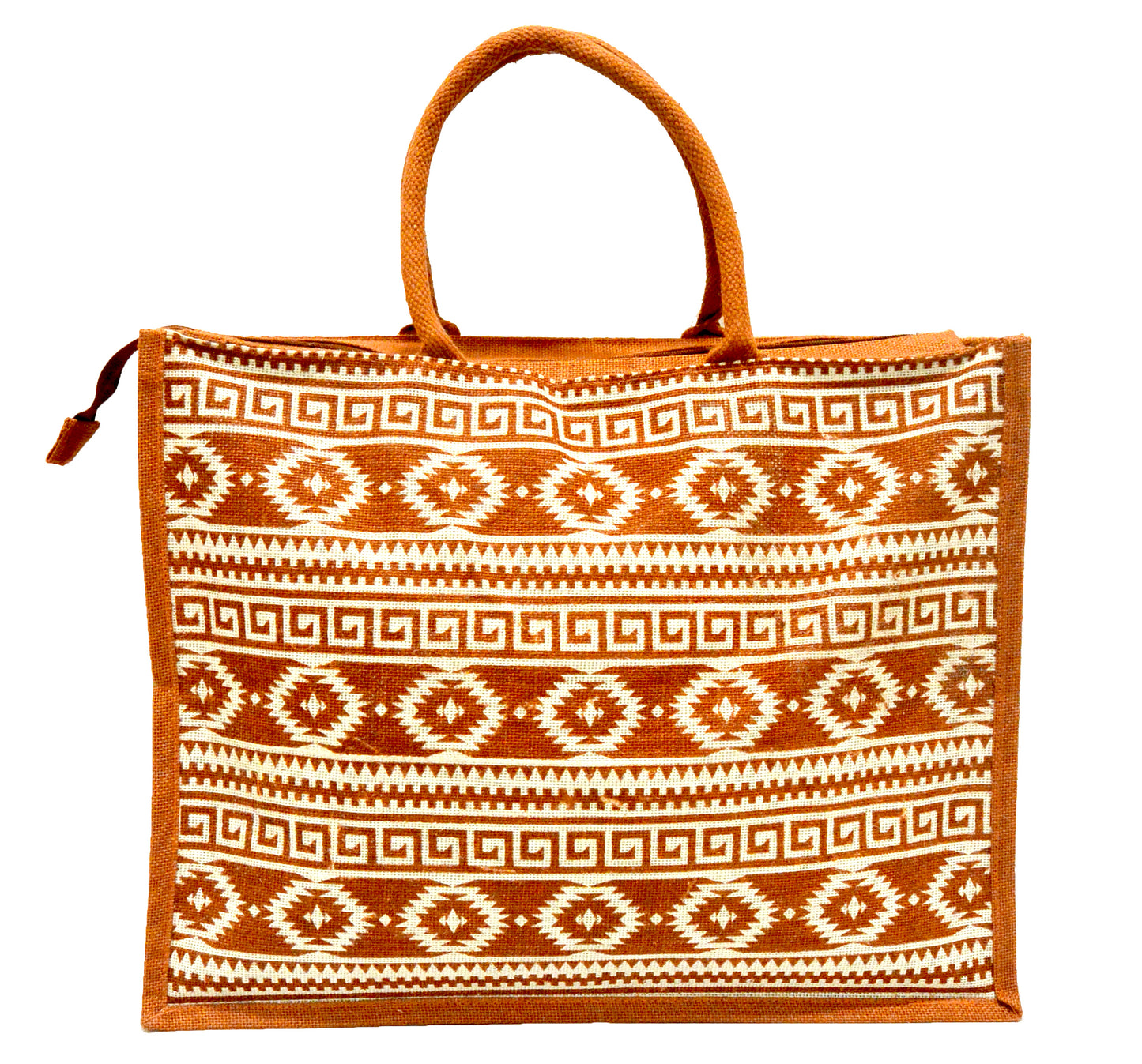 EARTHBAGS PRINTED JUTE SHOPPER WITH ZIPPER