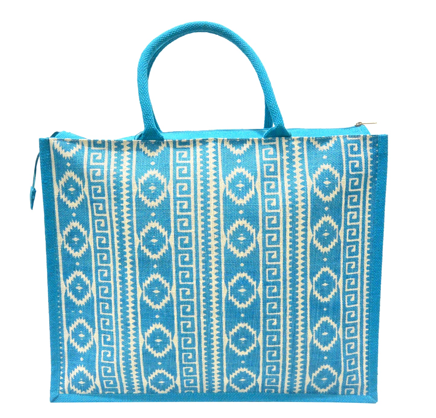 EARTHBAGS PRINTED JUTE SHOPPER WITH ZIPPER