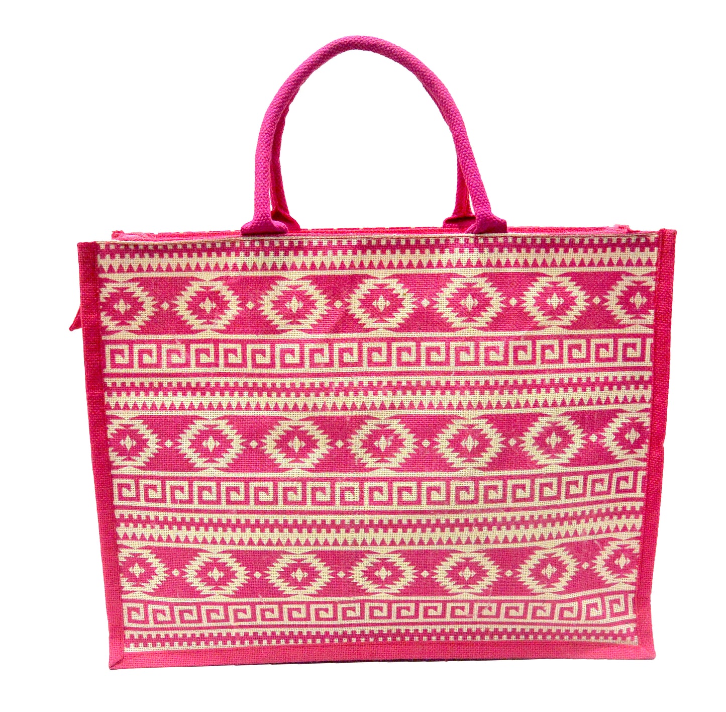 EARTHBAGS PRINTED JUTE SHOPPER WITH ZIPPER